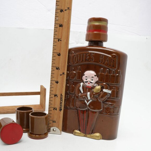 Vintage Fairyland Import Ceramic Flask & Glasses Japan Mid Century Louie's Bar - Picture 5 of 11